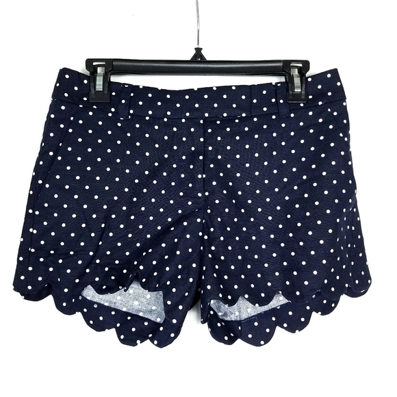 J.Crew Navy Blue White Polka Dot Scalloped Shorts - Picture 2 of 7